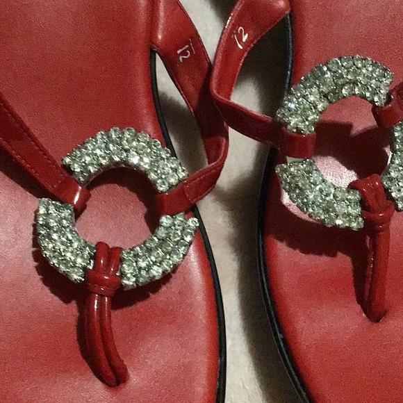“NEW” Athena Alexander Red and Rhinestone Sandals. - Picture 3 of 7